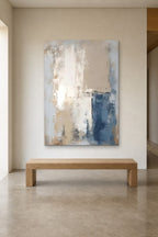 Indigo Corner shown at 120 × 180 cm above a 180 cm oak bench