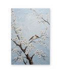 Blossom and Sparrows, floral abstract painting shown straight on