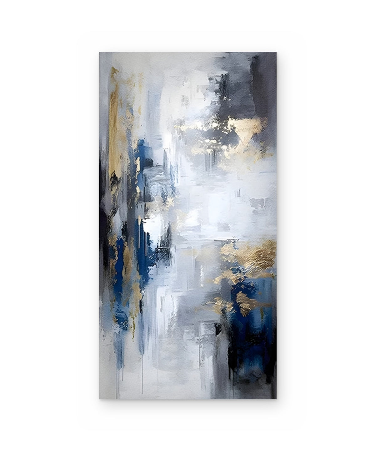 Midnight and Gold, hand-painted abstract painting shown straight on