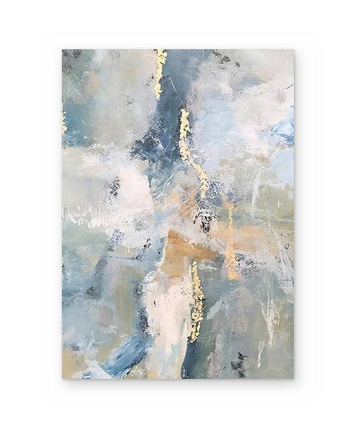 Blue Marble, hand-painted abstract painting shown straight on