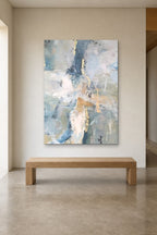 Blue Marble shown at 120 × 180 cm above a 180 cm oak bench