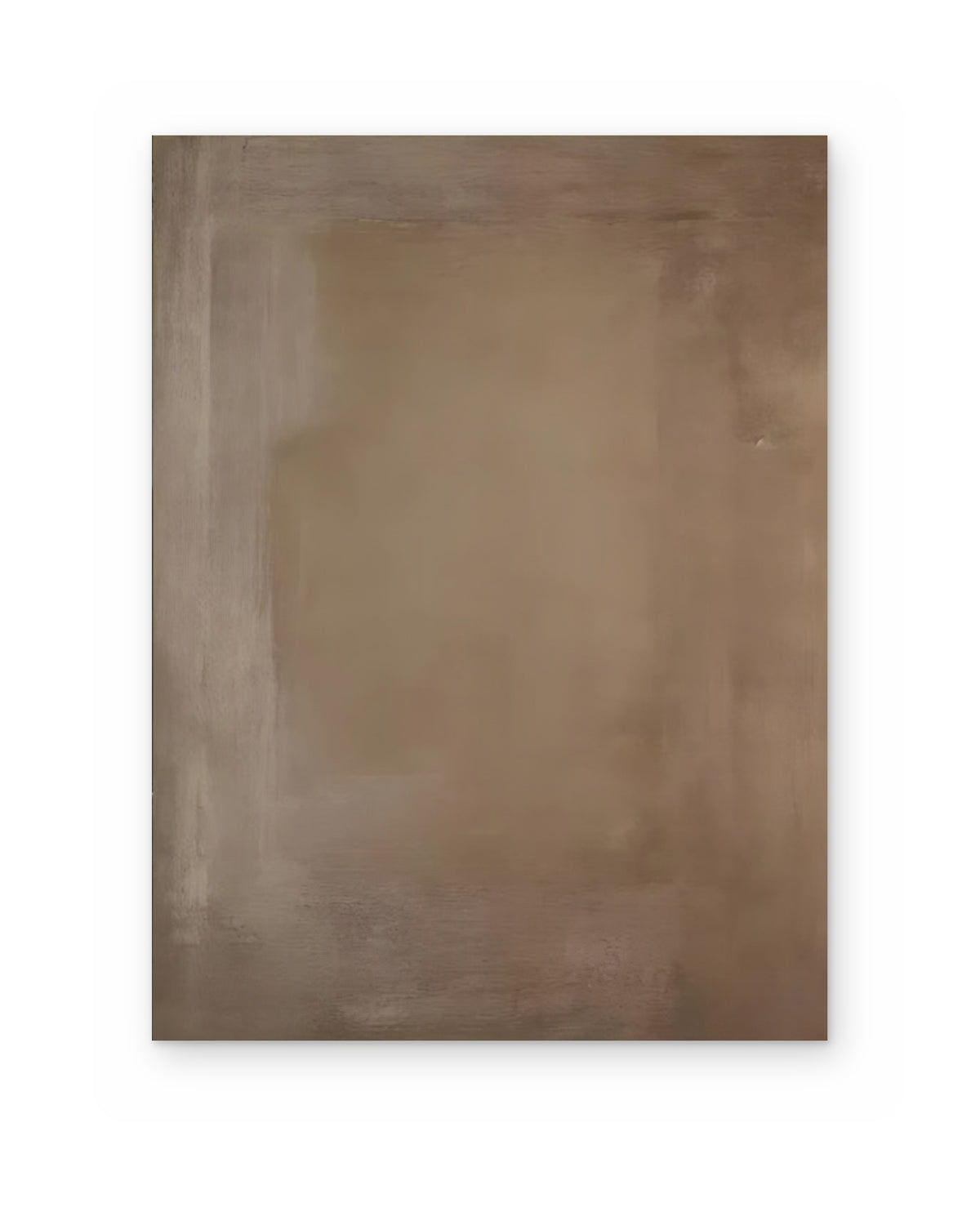 Taupe Square, hand-painted abstract painting shown straight on