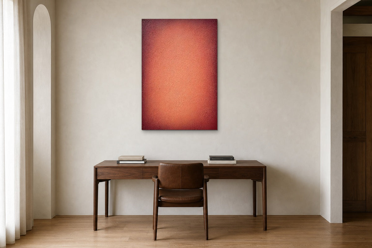 Ember shown at 70 × 100 cm above a 160 cm walnut desk