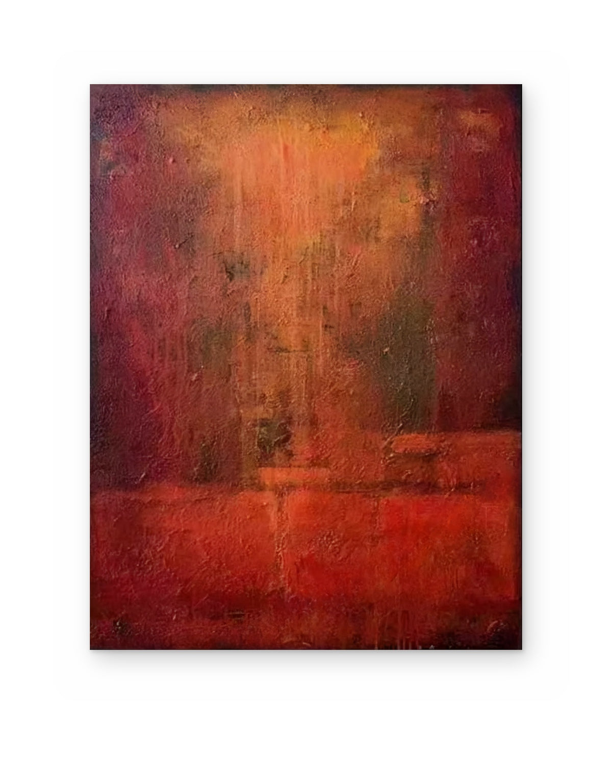 Red Horizon, textured abstract painting shown straight on