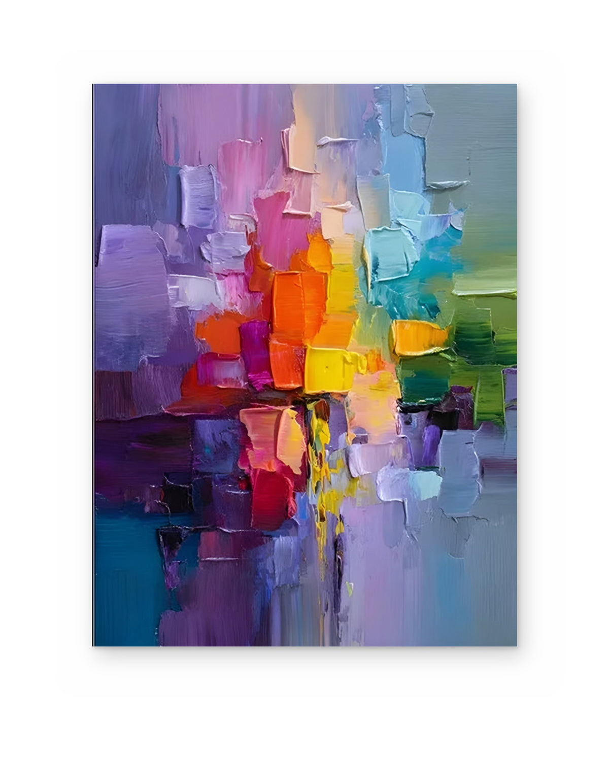 Violet Reflection, textured abstract painting shown straight on