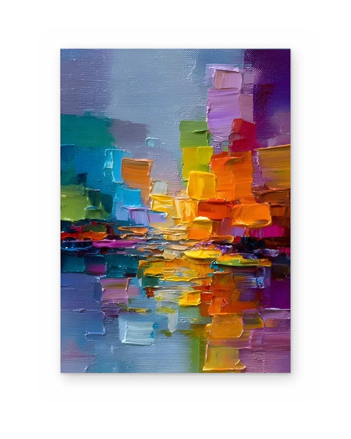 Harbour Lights, hand-painted abstract painting shown straight on