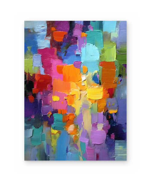 Carnival, textured abstract painting shown straight on