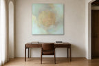 Sun Circle shown at 110 × 110 cm above a 160 cm walnut desk