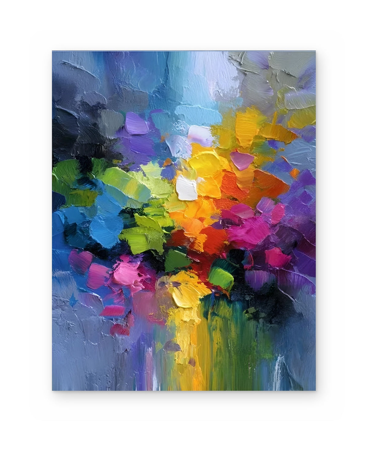 Summer Bouquet, textured abstract painting shown straight on
