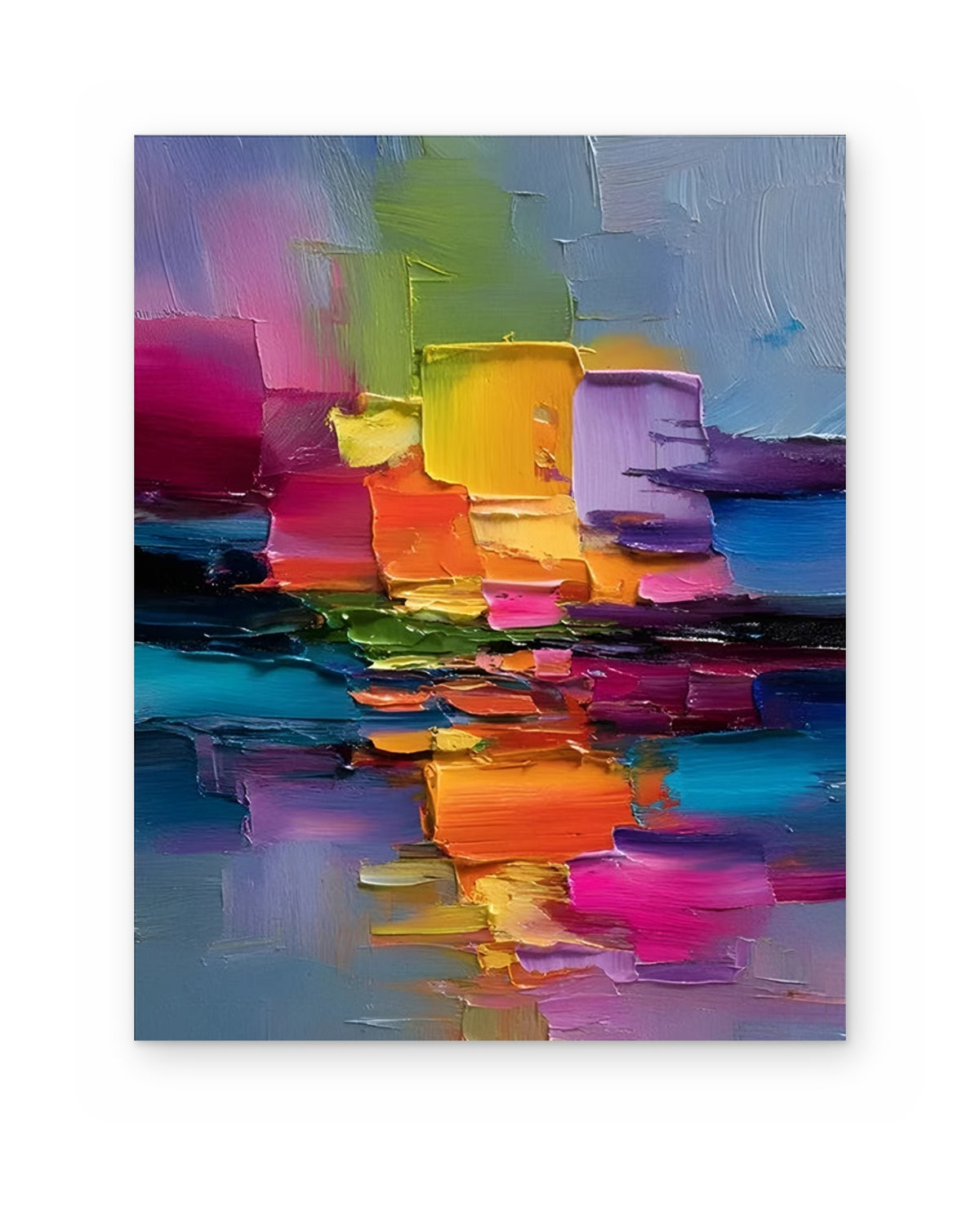 Sunset Water, hand-painted abstract painting shown straight on
