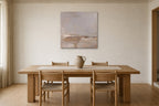 Blush Shore shown at 60 × 60 cm above a 200 cm oak dining table