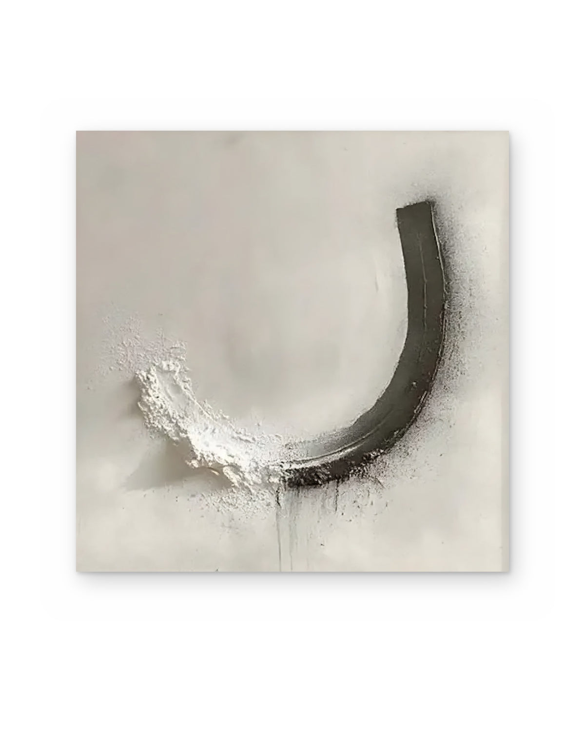 Charcoal Crescent, textured abstract painting shown straight on