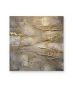Gold Leaf Strata, textured abstract painting shown straight on
