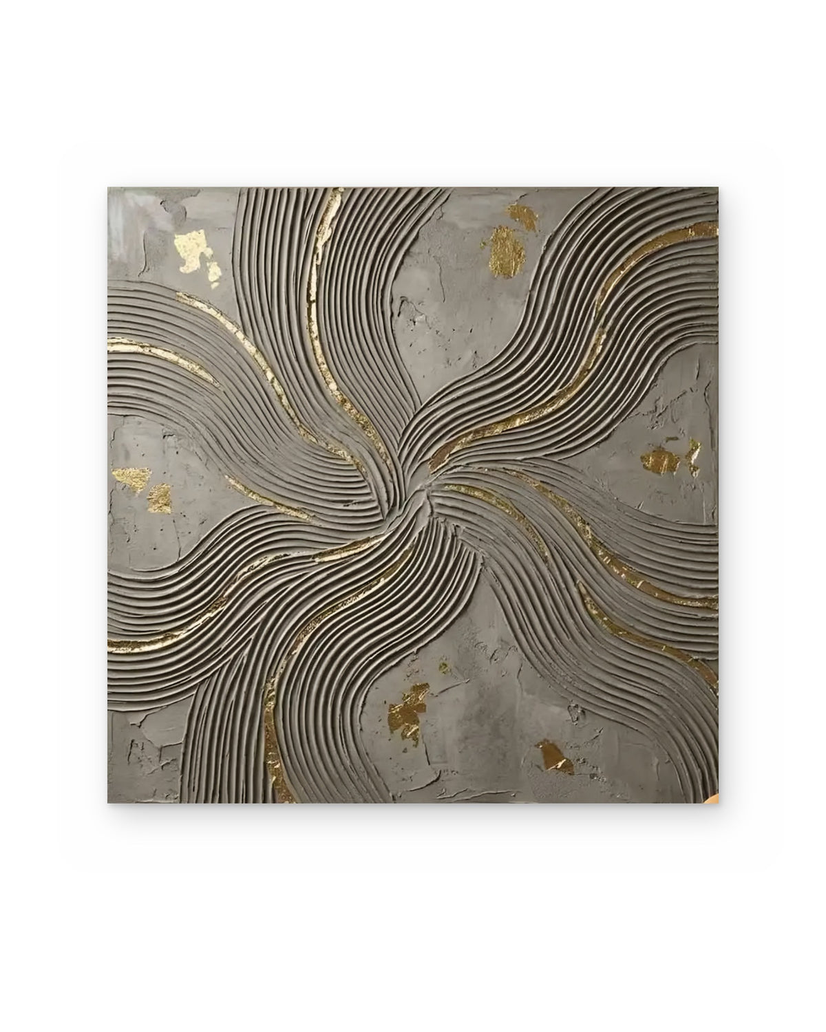 Golden Swirl, textured abstract painting shown straight on