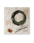 Ensō in Green, textured abstract painting shown straight on