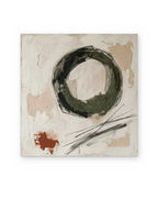 Ensō in Green, textured abstract painting shown straight on