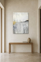 Silver Rain shown at 90 × 130 cm above a 140 cm oak console