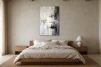 Smoke Study shown at 90 × 130 cm above a 180 cm oak bed