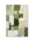 Green Squares, textured abstract painting shown straight on
