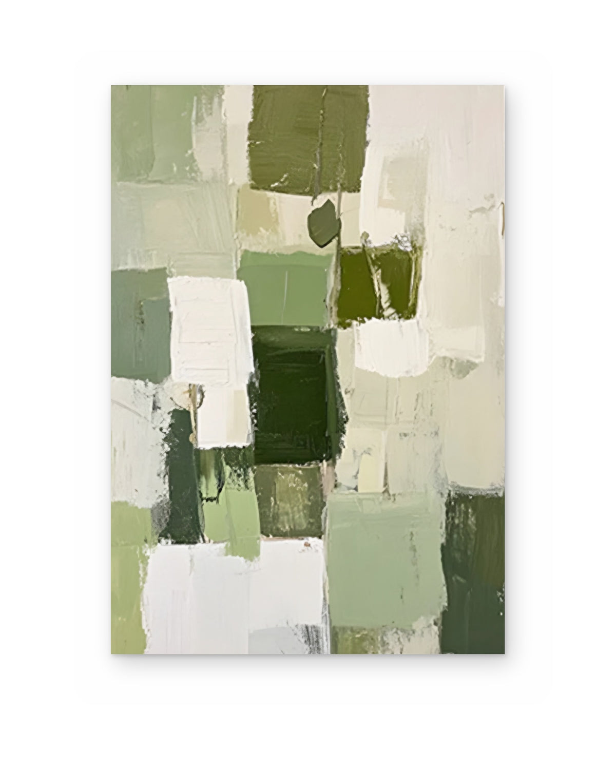 Green Squares, textured abstract painting shown straight on