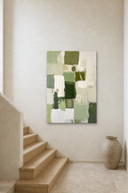 Green Squares shown at 90 × 130 cm above a stair landing