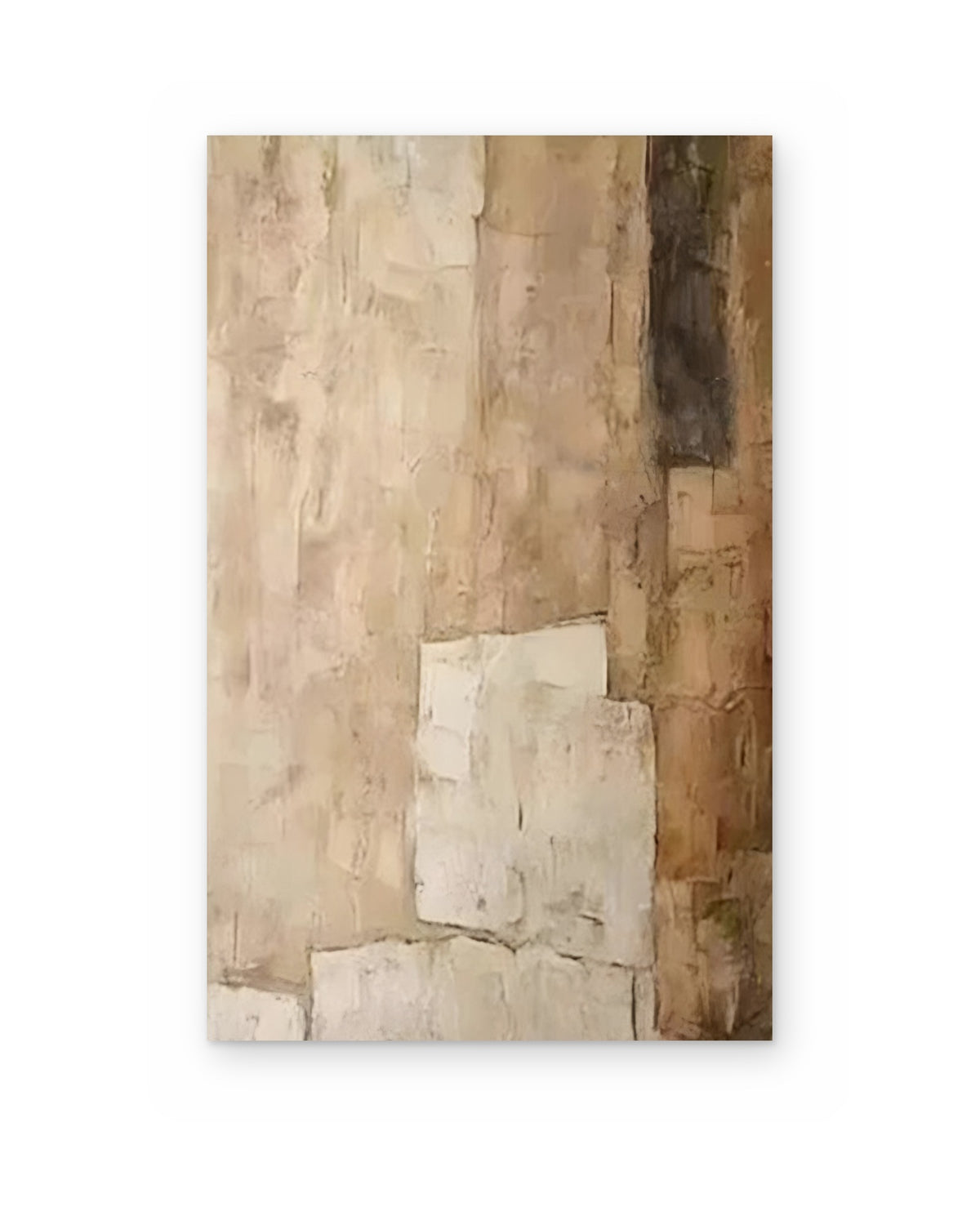 Sandstone, hand-painted abstract painting shown straight on