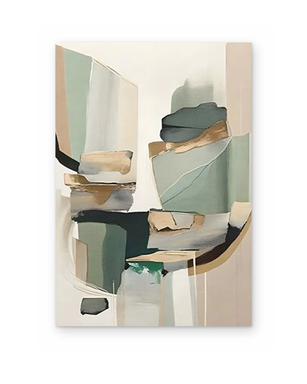 Sage Stones, hand-painted abstract painting shown straight on