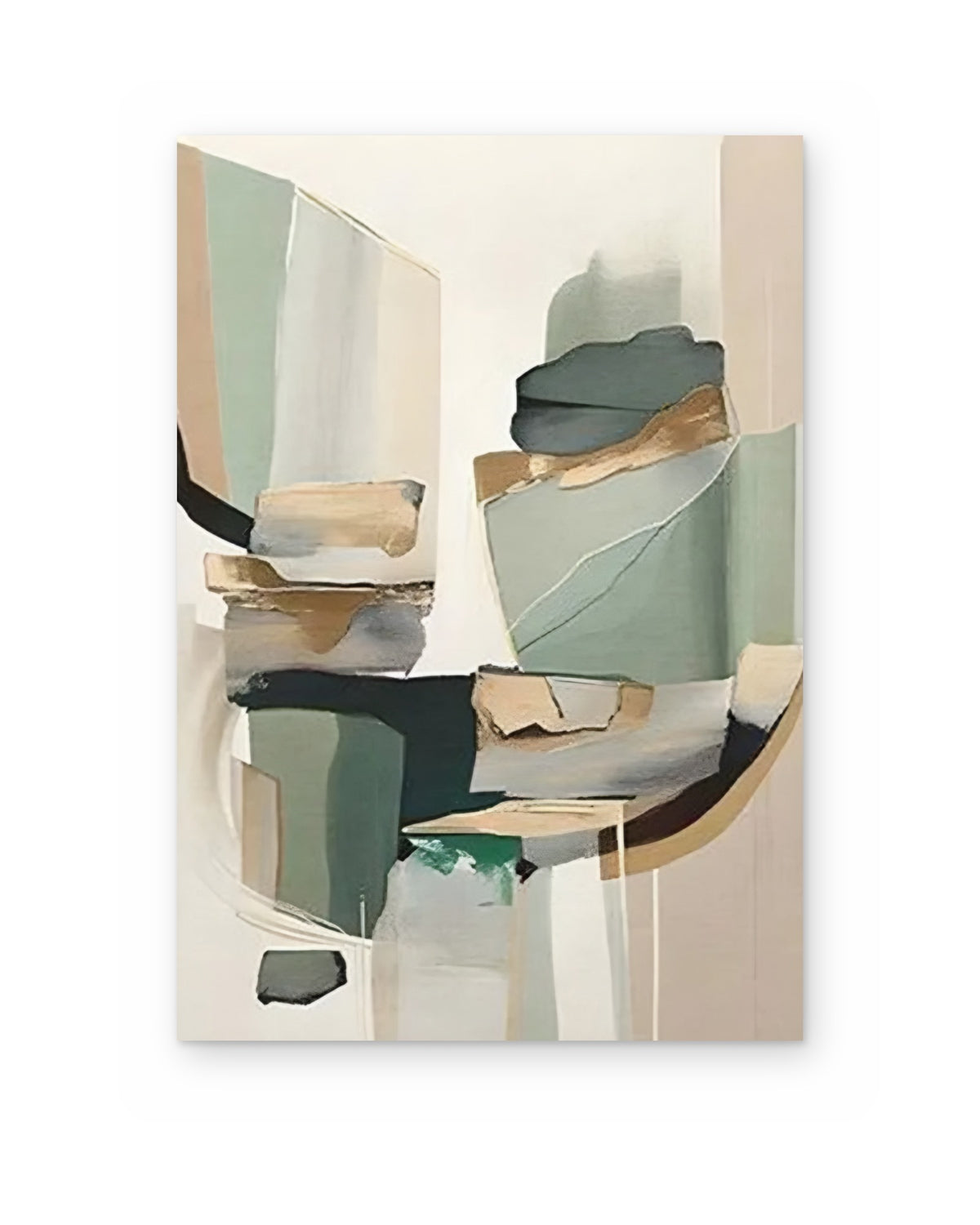 Sage Stones, hand-painted abstract painting shown straight on