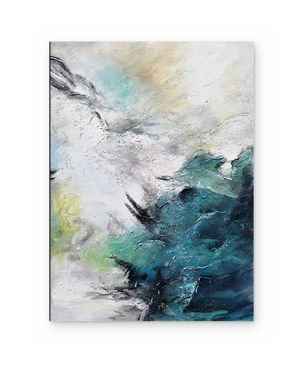 Teal Wave, textured abstract painting shown straight on