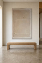 Plaster Frame shown at 120 × 180 cm above a 180 cm oak bench