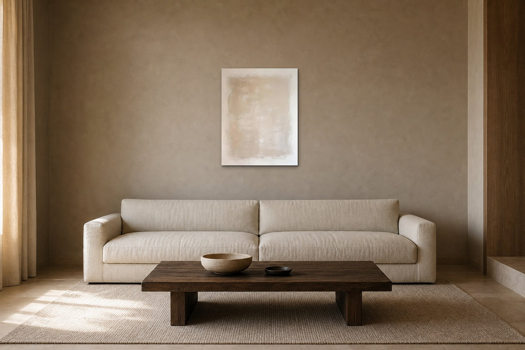 Linen Square shown at 50 × 70 cm above a 230 cm linen sofa