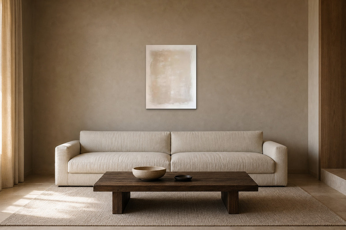 Linen Square shown at 50 × 70 cm above a 230 cm linen sofa