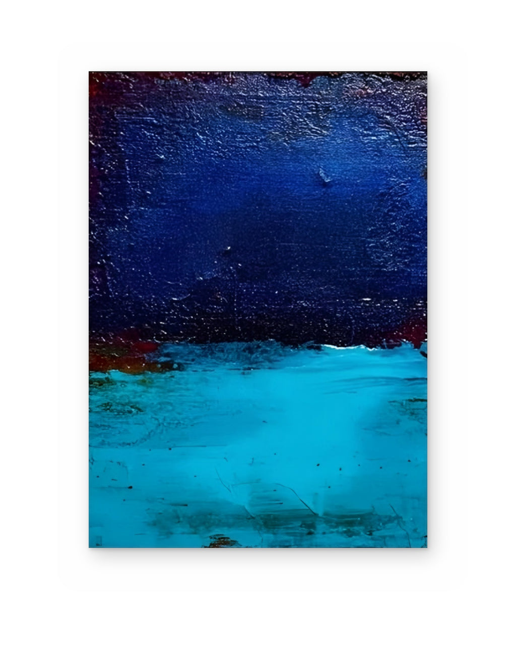 Blue Lagoon, hand-painted abstract painting shown straight on