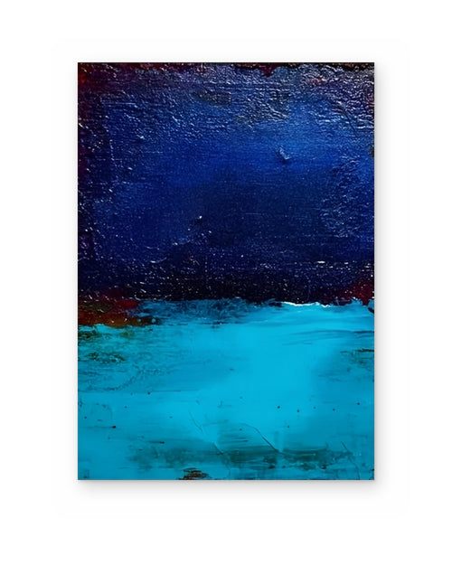 Blue Lagoon, hand-painted abstract painting shown straight on