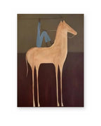 Rider in Blue, figurative abstract painting shown straight on