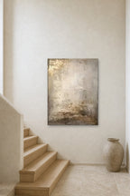Gilded Dust shown at 90 × 130 cm above a stair landing