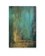 Verdigris, hand-painted abstract painting shown straight on