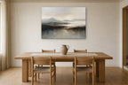 Mountain Lake shown at 90 × 60 cm above a 200 cm oak dining table