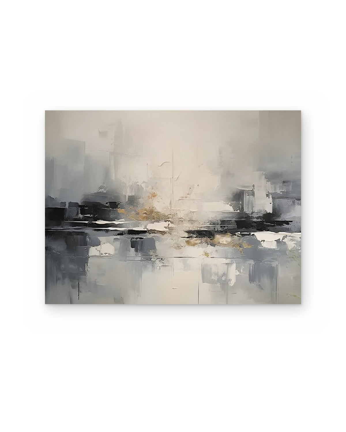 Grey Harbour, hand-painted abstract painting shown straight on