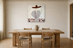 Striped Coat and Martini shown at 60 × 60 cm above a 200 cm oak dining table