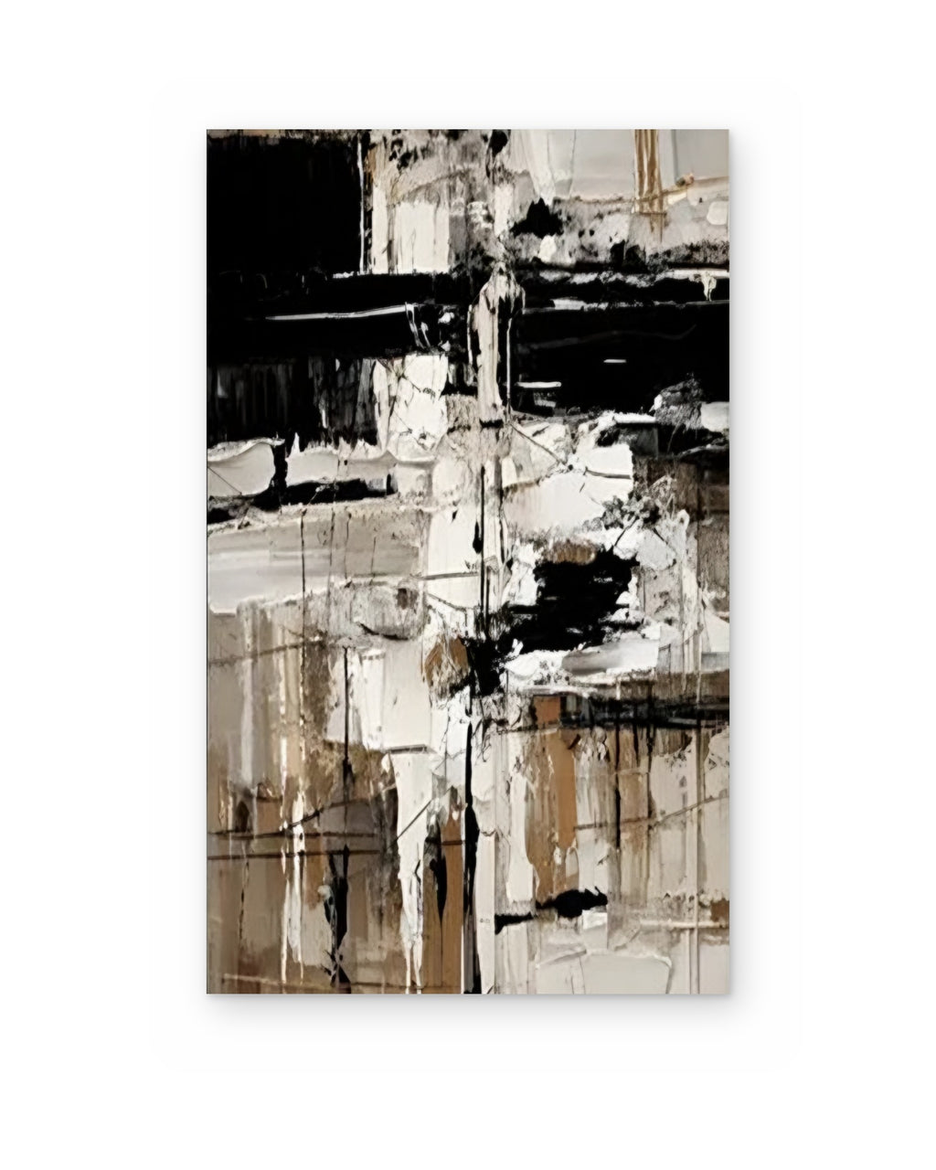 Black and White Study, hand-painted abstract painting shown straight on