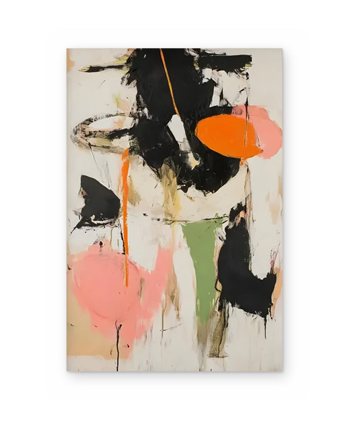 Orange Moon, hand-painted abstract painting shown straight on