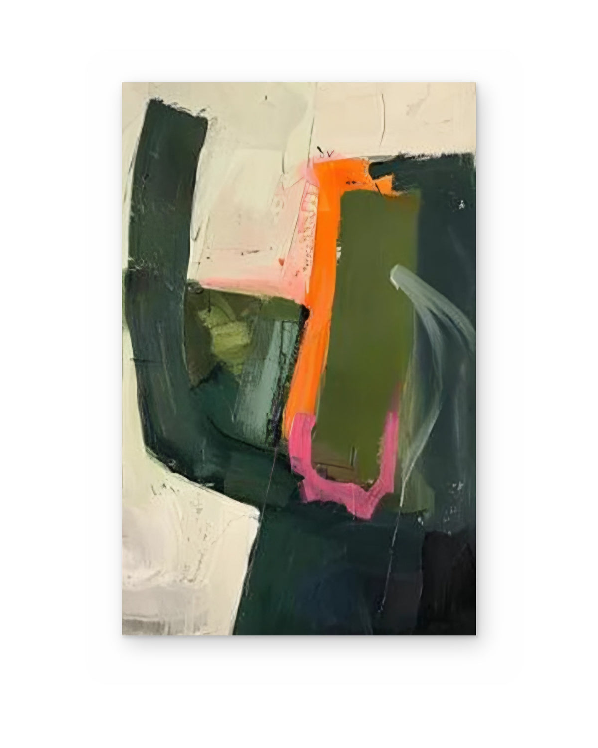 Green Arch, hand-painted abstract painting shown straight on