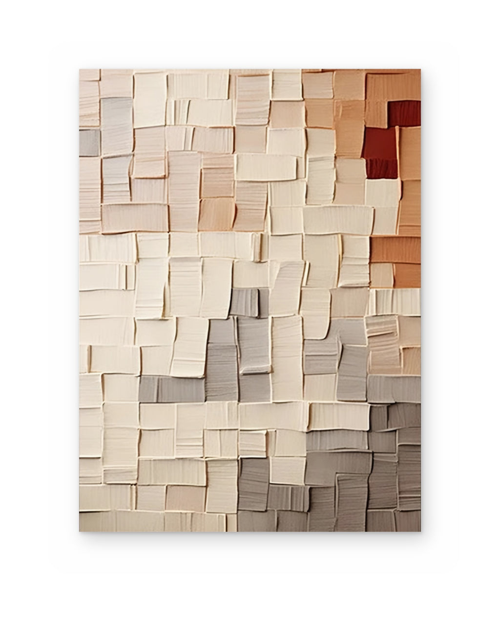 Paper Tiles, textured abstract painting shown straight on