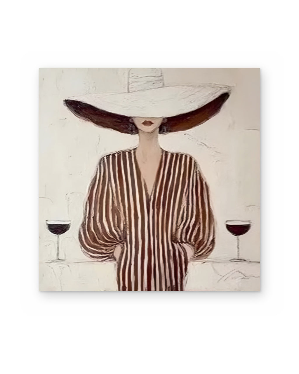 Wine for Two, figurative abstract painting shown straight on