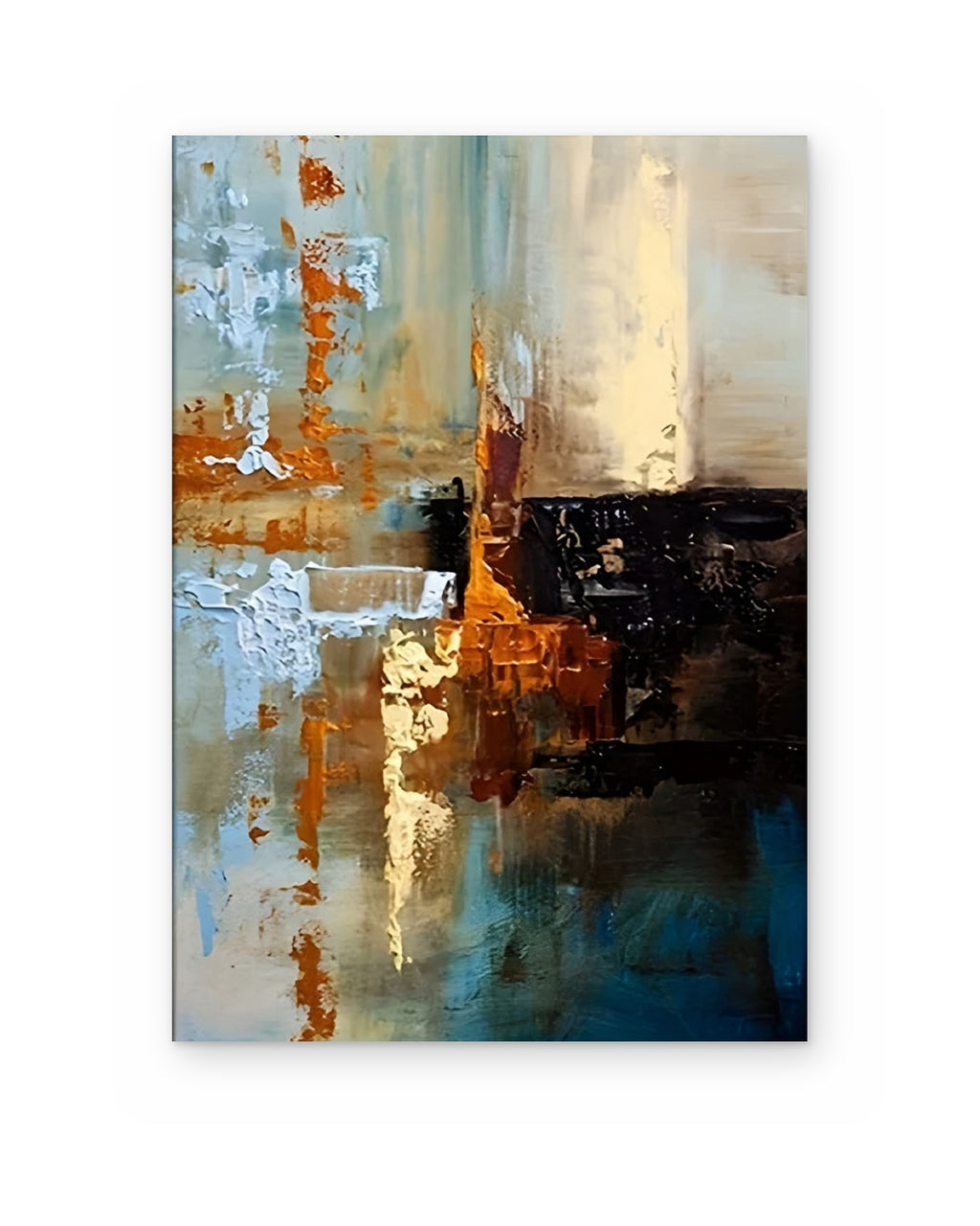 Copper and Sky, textured abstract painting shown straight on