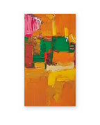 Orange Garden, hand-painted abstract painting shown straight on