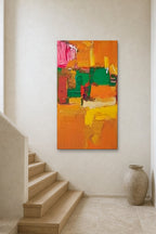 Orange Garden shown at 90 × 150 cm above a stair landing