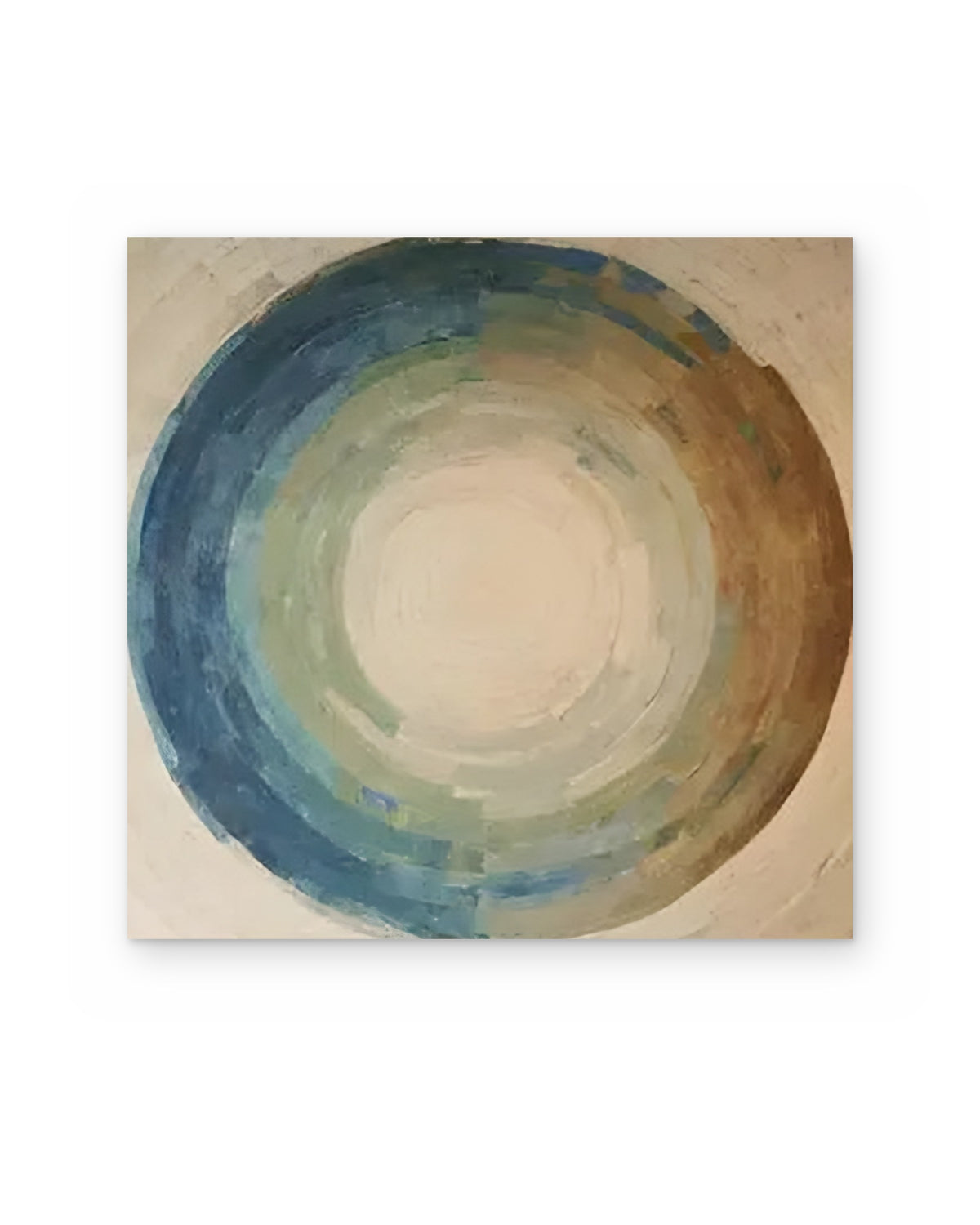 Blue Ring, hand-painted abstract painting shown straight on