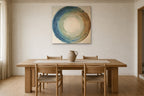 Blue Ring shown at 70 × 70 cm above a 200 cm oak dining table